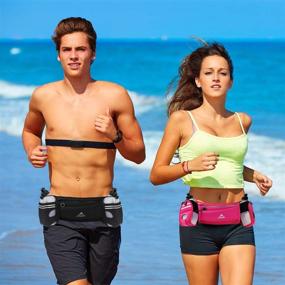 img 1 attached to 👟 ANMRY Running Belt Water Belts for Woman and Men - Stay Hydrated with this Convenient Hydration Belt Waist Pack - 2 Pockets, 2 Water Bottles for Running, Hiking, Cycling, Marathon, Fits Any Phone Size