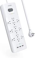 🔌 anker power strip surge protector - 12 outlets, 3 usb ports, flat plug, 6ft extension cord, poweriq - iphone xs/xs max/xr/x, galaxy - home, office, 4000 joules - white логотип