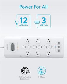 img 3 attached to 🔌 Anker Power Strip Surge Protector - 12 Outlets, 3 USB Ports, Flat Plug, 6ft Extension Cord, PowerIQ - iPhone XS/XS Max/XR/X, Galaxy - Home, Office, 4000 Joules - White