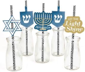 img 4 attached to 🎊 Decorative Straws for Hanukkah Celebration - Set of 24 Chanukah Party Striped Paper Straws