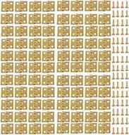 100 pack mini hinges with 400 pack replacement screws - gold copper butt hinge connector for wood jewelry case cabinet closet dollhouse miniature furniture - veiren, 10x8mm logo