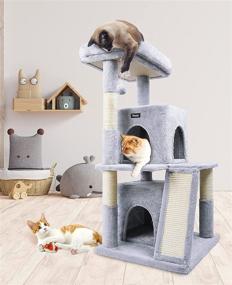 img 3 attached to 🐱 Toozey Cat Tree: A 41.5" Indoor Cat Tower with Scratching Posts, Ramp, and Top Perch - Multi-Level Cat Condo for Playful Kittens - CARB-Certified Board