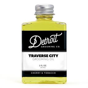 img 1 attached to Detroit Grooming Co. Traverse City Cherry Tobacco Beard Oil - Ultra Hydrating, All Natural 1oz Men's Essential Oil for Itch Relief, Softening, Full Growth, and Thickening