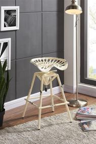 img 4 attached to Enhance Your Space with Armen Living Osbourne Adjustable Barstool in Antique White Metal Finish