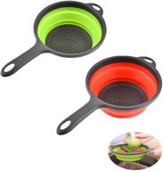 🥦 2-pack foldable silicone strainer colanders for kitchen – collapsible, space-saver with handles – ideal for draining pasta and vegetables (green and red) logo