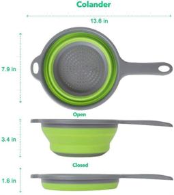 img 2 attached to 🥦 2-Pack Foldable Silicone Strainer Colanders for Kitchen – Collapsible, Space-Saver with Handles – Ideal for Draining Pasta and Vegetables (Green and Red)