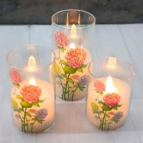 img 1 attached to 🕯️ SILVERSTRO Hydrangea Flameless Candles Set of 3 with Remote - Love Theme Glass LED Candles | Battery Operated Home Party Christmas Decor