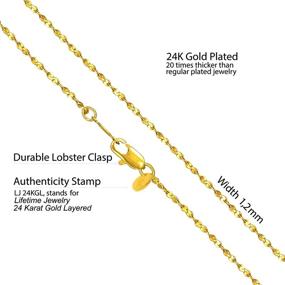 img 2 attached to 24k Real Gold Plated Twisted Nugget Chain Necklace by Lifetime Jewelry - 1.2mm