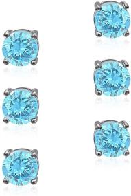 img 4 attached to Sparkling Blue Topaz Solitaire Stud Earrings Set: Stunning 6mm Round-Cut Design for Women & Teen Girls