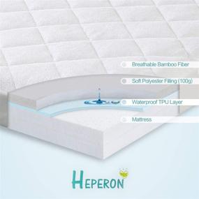 img 1 attached to 🛏️ HEPERON Crib Size Waterproof Fitted Toddler & Baby Mattress Protector Pad - Bamboo Fiber Quilted Mattress Cover for Maximum Comfort and Protection