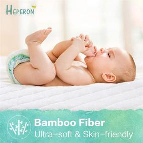 img 2 attached to 🛏️ HEPERON Crib Size Waterproof Fitted Toddler & Baby Mattress Protector Pad - Bamboo Fiber Quilted Mattress Cover for Maximum Comfort and Protection