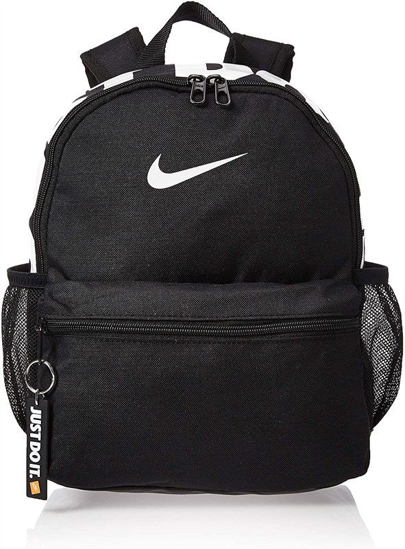 nike brasilia backpack black glossy logo