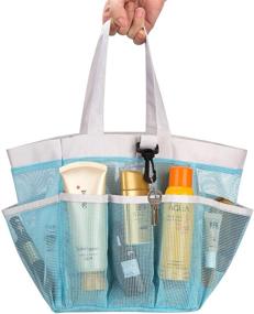 img 2 attached to 🛁 Convenient and Versatile iPEGTOP 2 Pack Portable Mesh Shower Caddy with 9 Storage Pockets – Perfect Organizer for College Dorm, Travel, Gym & Camping – Quick Dry Tote Bag with Double Handles (Baby Blue & Grey)
