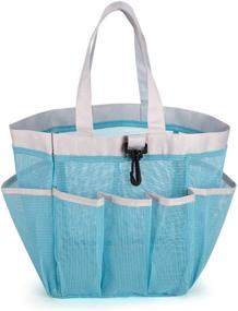 img 1 attached to 🛁 Convenient and Versatile iPEGTOP 2 Pack Portable Mesh Shower Caddy with 9 Storage Pockets – Perfect Organizer for College Dorm, Travel, Gym & Camping – Quick Dry Tote Bag with Double Handles (Baby Blue & Grey)