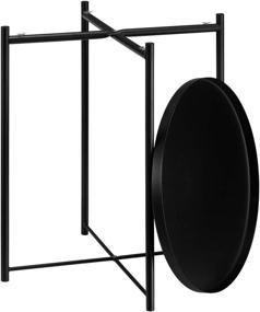 img 1 attached to 🪑 Metal End Table - HollyHOME Tray, Small Round Side Table - Anti-Rust & Waterproof Snack Table for Outdoor & Indoor Use - Accent Coffee Table - (H) 20.28" x (D) 16.38" - Frosted Black