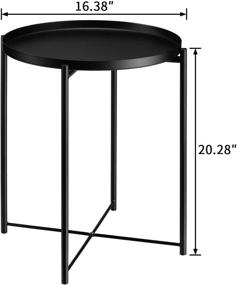 img 2 attached to 🪑 Metal End Table - HollyHOME Tray, Small Round Side Table - Anti-Rust & Waterproof Snack Table for Outdoor & Indoor Use - Accent Coffee Table - (H) 20.28" x (D) 16.38" - Frosted Black