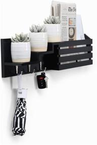 img 3 attached to 📬 Sedura Black Mail Holder Wall Mount Organizer with Key Hooks and Storage - Stylish Entryway Decor for Letters, Newspapers, and More