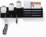 📬 sedura black mail holder wall mount organizer with key hooks and storage - stylish entryway decor for letters, newspapers, and more логотип