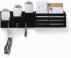 img 4 attached to 📬 Sedura Black Mail Holder Wall Mount Organizer with Key Hooks and Storage - Stylish Entryway Decor for Letters, Newspapers, and More