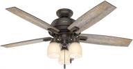 🔸 52-inch hunter donegan indoor ceiling fan with led lights and pull chain control in onyx bengal логотип