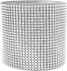 img 1 attached to 💎 Glam up Your Décor with Goldenvalueable Diamond Ribbon Mesh Wrap Acrylic Bling Rhinestone Roll - 4.75" x 10 Yards (Silver)