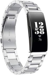 img 4 attached to 📿 Stainless Steel Metal Replacement Strap for Fitbit Inspire HR/ Fitbit Inspire 2 Bands - Aresh Compatible with Fitbit Inspire 2/Fitbit Inspire/Fitbit Inspire HR Fitness Tracker (Silver)