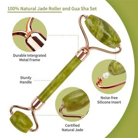 img 3 attached to 🌿 KssyFmily Jade Roller and Gua Sha Set - 3-in-1 Face Roller Massage Tool with Face Brush and Green Aventurine Applicator for Relaxing and Stimulating Blood Flow on Face, Neck, and Body. Helps Relieve Fine Lines & Wrinkles (Green)