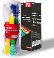 🔒 amm 1000-pack assorted cable ties - contains 4, 6, 8 & 10-inch sizes - convenient plastic canister - easy storage & portability - ideal gift packaging logo