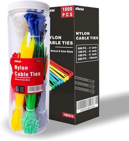 img 4 attached to 🔒 AMM 1000-Pack Assorted Cable Ties - Contains 4, 6, 8 & 10-Inch Sizes - Convenient Plastic Canister - Easy Storage & Portability - Ideal Gift Packaging
