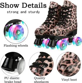 img 3 attached to 👟 XUDREZ Women's Double Row Adjustable Leopard High-top Roller Skates - Perfect Indoor Outdoor Adult Roller Skates with Bag