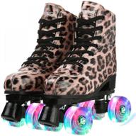 👟 xudrez women's double row adjustable leopard high-top roller skates - perfect indoor outdoor adult roller skates with bag logo