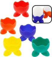 🥚 colorful set of 5 silicone egg cup holders - dishwasher safe serving cups logo