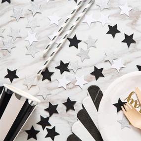 img 1 attached to 🌟 200pcs 1.2 inch Black, White & Silver Twinkle Little Stars Confetti for Wedding, Birthday Theme Parties – Glitter Paper Table Scatter Decorations, Party Favor