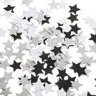 🌟 200pcs 1.2 inch black, white & silver twinkle little stars confetti for wedding, birthday theme parties – glitter paper table scatter decorations, party favor logo