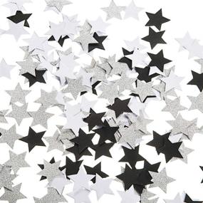 img 4 attached to 🌟 200pcs 1.2 inch Black, White & Silver Twinkle Little Stars Confetti for Wedding, Birthday Theme Parties – Glitter Paper Table Scatter Decorations, Party Favor