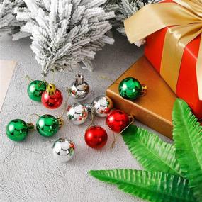 img 2 attached to 🎄 Mini Christmas Tree Ball Christmas Ornaments - Xmas Plastic Hanging Baubles Decoration for Xmas Tree, Red/Silver/Green (48 pack)