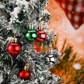 img 1 attached to 🎄 Mini Christmas Tree Ball Christmas Ornaments - Xmas Plastic Hanging Baubles Decoration for Xmas Tree, Red/Silver/Green (48 pack)