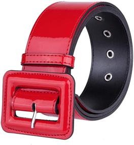 img 1 attached to Moonsix Patent Leather Grommet Buckle Women's Accessories for Belts