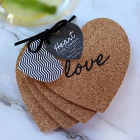 img 2 attached to Chic Heart Cork Coasters by Kate Aspen: Set of 4 for Elegant Table Protection