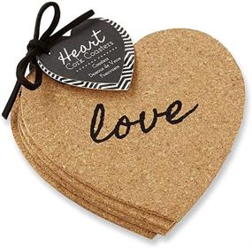 img 3 attached to Chic Heart Cork Coasters by Kate Aspen: Set of 4 for Elegant Table Protection