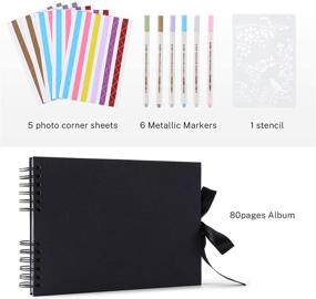 img 1 attached to 📸 Magicfly Scrapbook Photo Album - 80 Pages DIY Craft Kit with Accessories for Anniversary, Wedding, Travel, Graduation, Christmas - Black