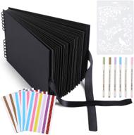 📸 magicfly scrapbook photo album - 80 pages diy craft kit with accessories for anniversary, wedding, travel, graduation, christmas - black logo