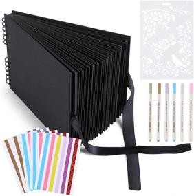 img 4 attached to 📸 Magicfly Scrapbook Photo Album - 80 Pages DIY Craft Kit with Accessories for Anniversary, Wedding, Travel, Graduation, Christmas - Black