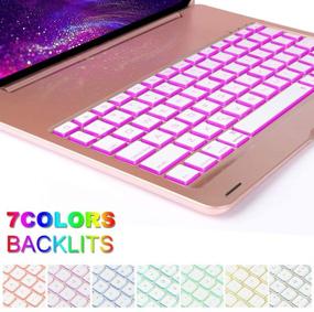 img 3 attached to 📷 Ultra Slim Hard Shell Folio Stand Smart Cover with Backlit Bluetooth Keyboard for iPad Pro 11 inch 2018 Tablet - Rose Gold