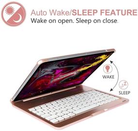 img 2 attached to 📷 Ultra Slim Hard Shell Folio Stand Smart Cover with Backlit Bluetooth Keyboard for iPad Pro 11 inch 2018 Tablet - Rose Gold