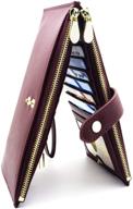 👛 lecanedo womens wallet rfid blocking bifold multi card case: red cell phone handbag wristlet with zipper pocket logo