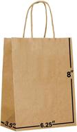 🛍️ 50 bulk kraft paper gift bags with handles - 6.25 x 3.5 x 8 inches - ideal for shopping, packaging, retail, parties, crafts, gifts, weddings, recycling, businesses, goody bags, and merchandise - brown logo