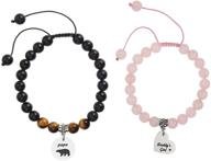 👨 meibai natural stone macrame beads bracelet set - matching father and daughter daddy's girl bracelets logo