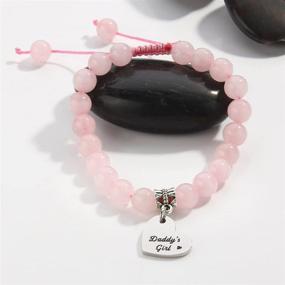 img 1 attached to 👨 Meibai Natural Stone Macrame Beads Bracelet Set - Matching Father and Daughter Daddy's Girl Bracelets