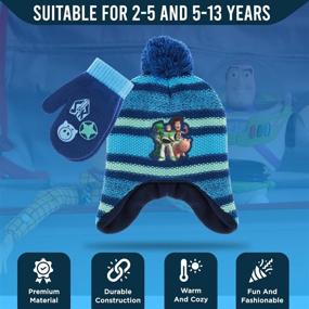 img 2 attached to 🚀 Disney Toy Story Buzz Lightyear Toddler Winter Hat and Snow Gloves Set for Boys - Soft Mittens with Warm Pom-Pom Beanie